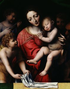 The Sleeping Jesus, or Madonna Holding the Sleeping Child, Accompanied by Three Angels